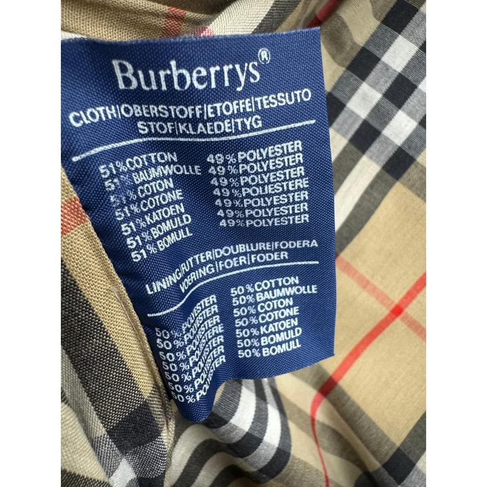 Vintage 90s Burberrys Double-Breasted Trench Coat Khaki Womens Size Petite S/M - Picture 10 of 16